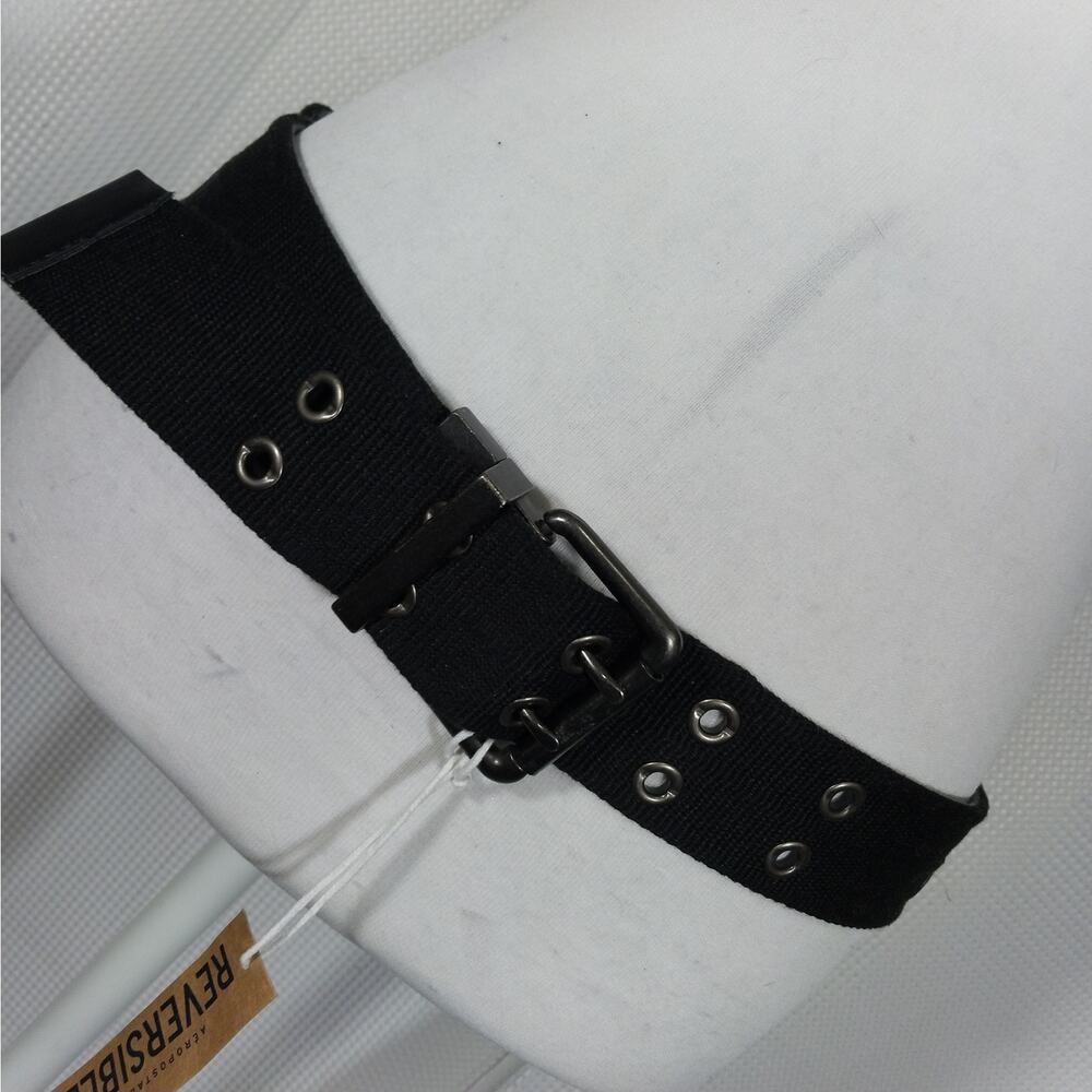 NWT! AEROPOSTALE! BLACK, GRAY REVERSIBLE RIVETED DETAIL MIDNIGHT BUCKLE BELT! M - Picture 15 of 16